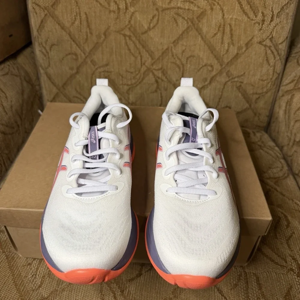 ASICS Gel-Cumulus 27 White Greyish Purple 1012B772 Women's Size 9 Running Shoes